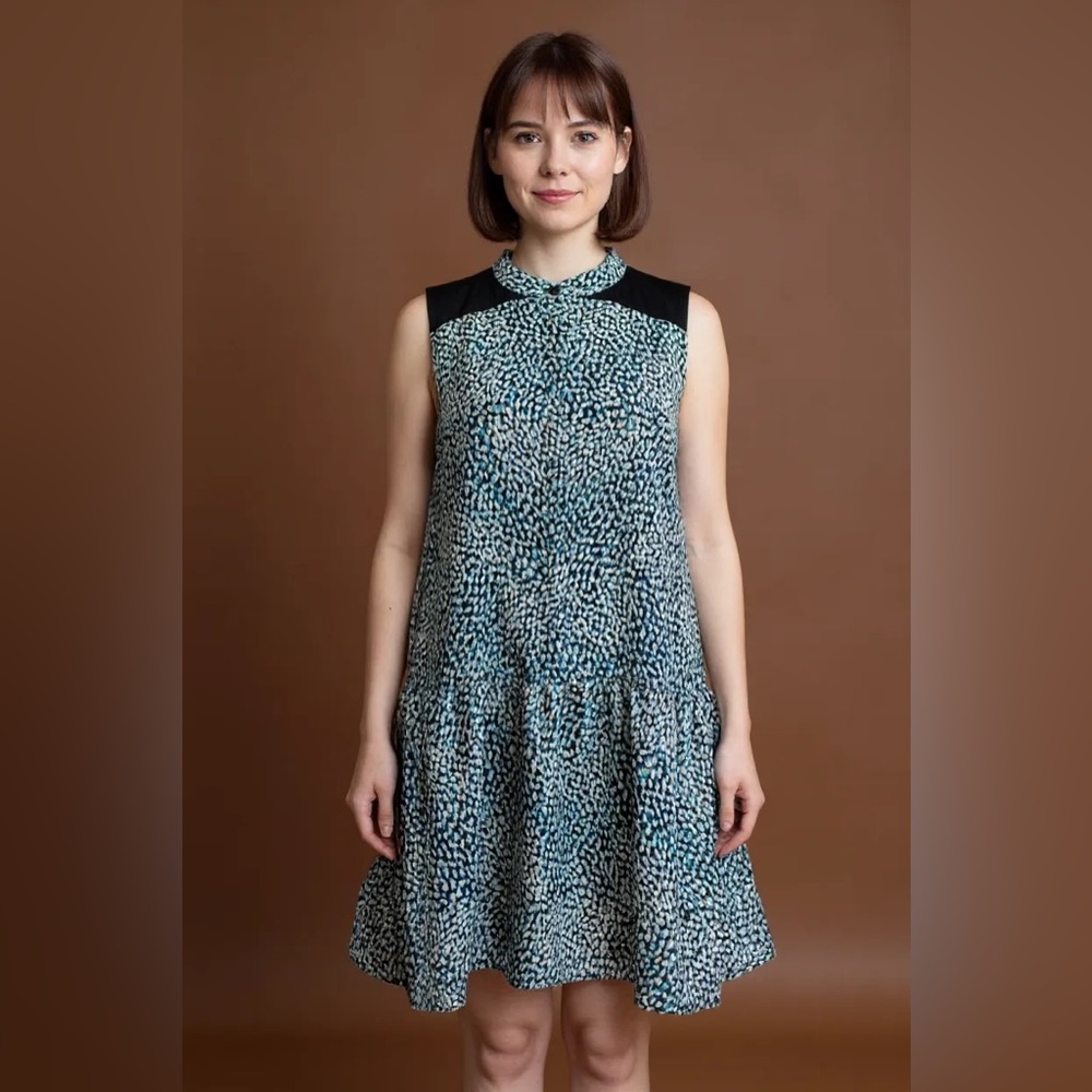 Cynthia Steffe Multicolor Drop Waist Button Front Lined Dress Size 10